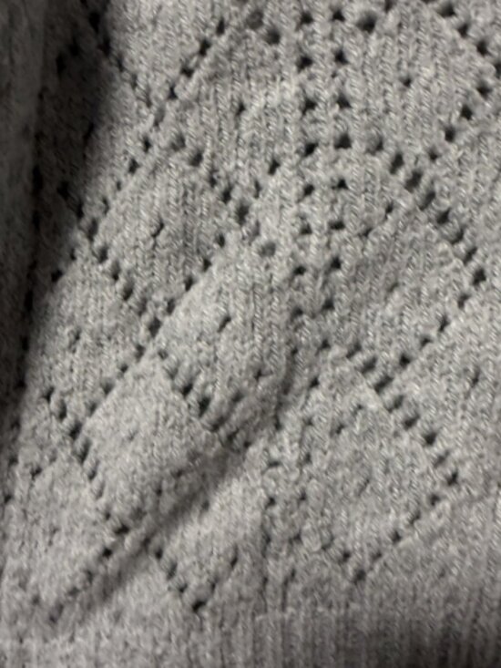 Maeve by Anthropologie Pointelle Knit Cardigan Gray Womens Med Jeweled Buttons - Picture 3 of 6